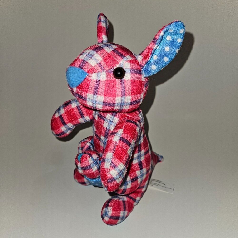 Arrow Sewing Cabinets 9" Kangaroo Plush Joey Pink Blue Plaid Polka Dots
